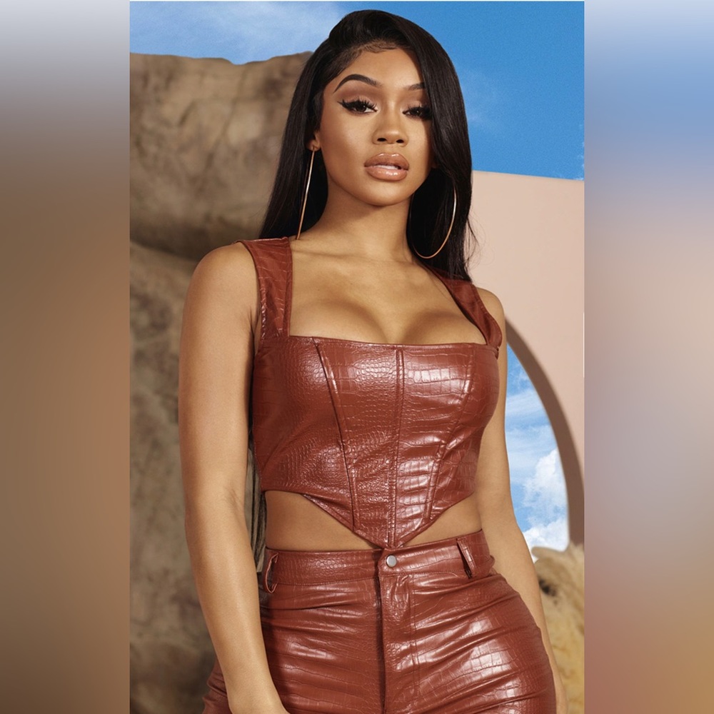 Brown Croc PU Corset
